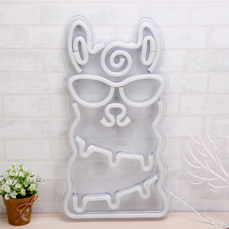 Creative Led Transparent Alpaca Neon Light