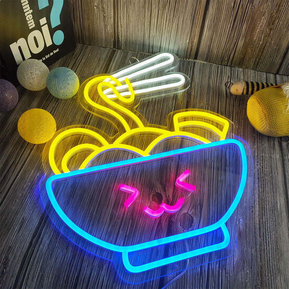 Noodle Shop Neon Signboard Facade Advertising Noodle Modeling Lights