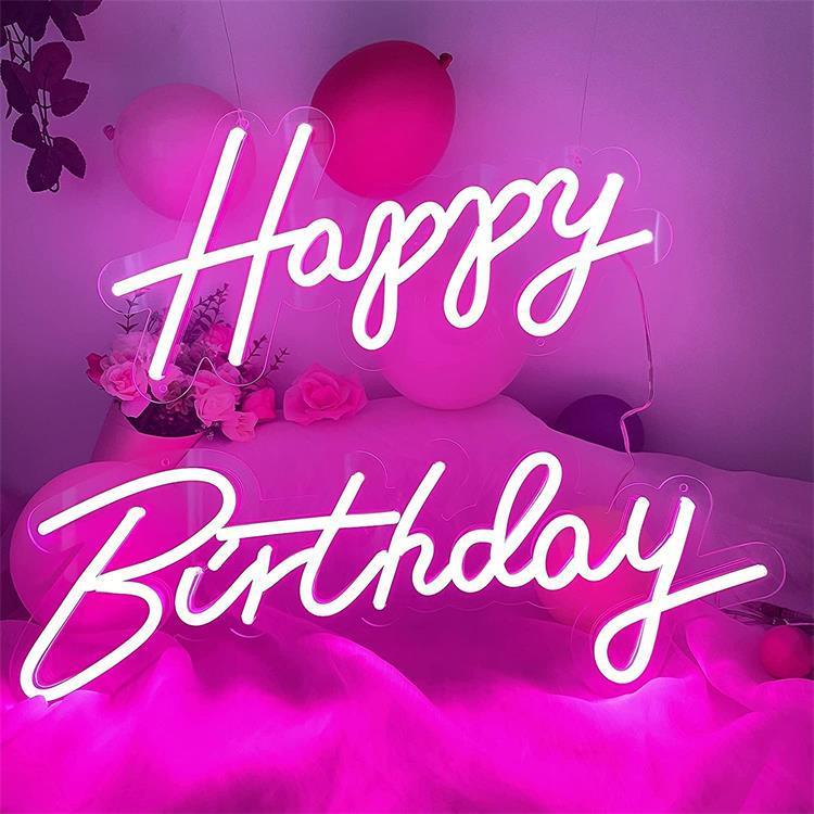 Happy Birthday Series Clear Acrylic Sheet Silicone Neon Light