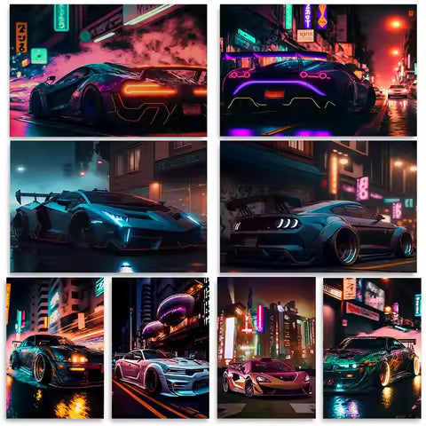 Super Cars Neon Art