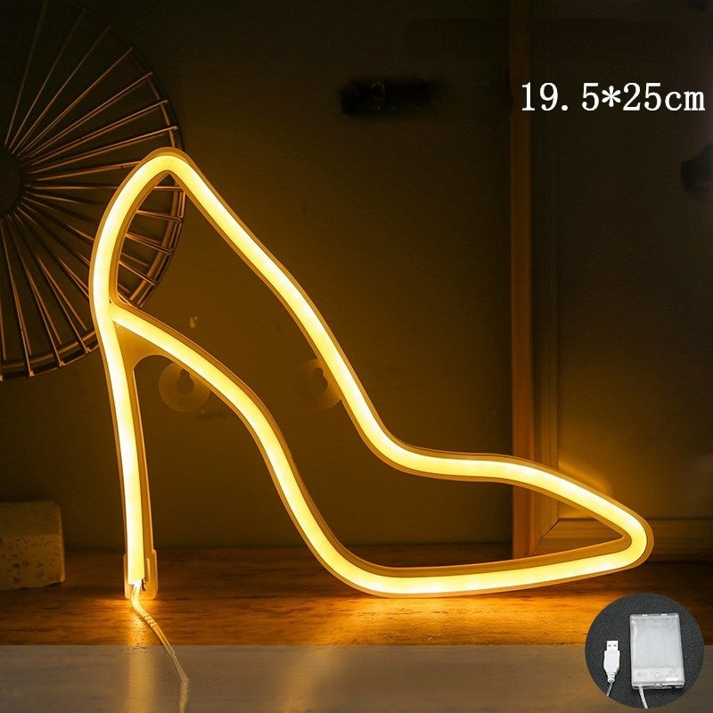 LED High-heeled Shoes Shape Neon Light Ornament