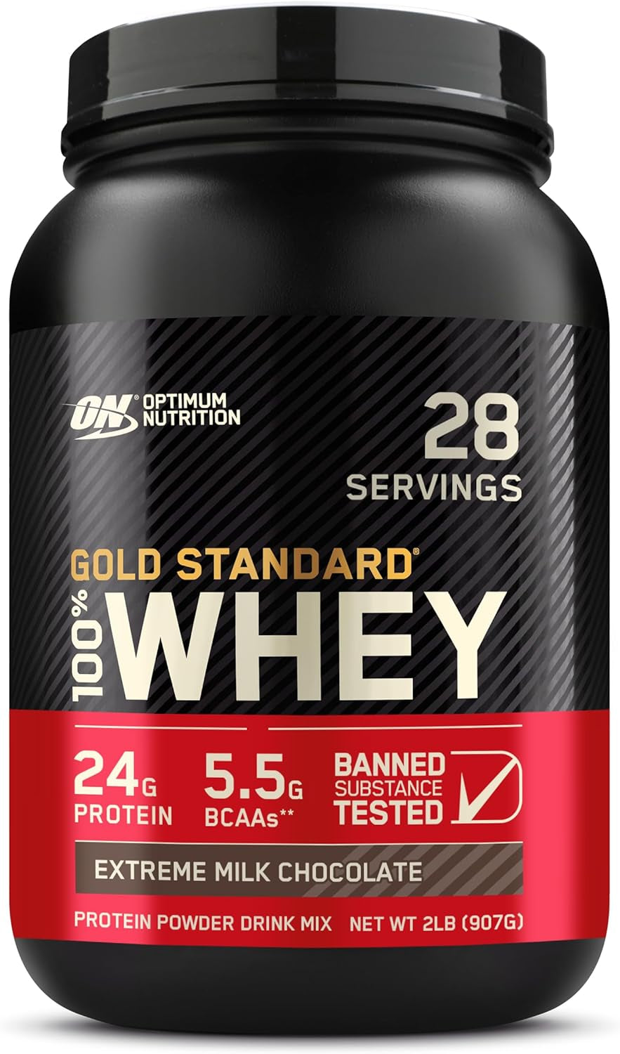 Gold Standard 100% Whey Protein Powder, Extreme Milk Chocolate, 2 Pound (Pack of 1)