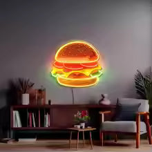 Hamburger Neon Sign Funny Fast Food