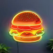 Hamburger Neon Sign Funny Fast Food