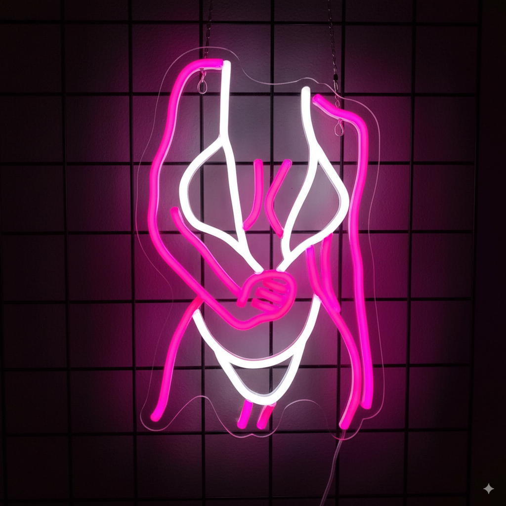Neon Woman Body Light  Wall Art for Bars