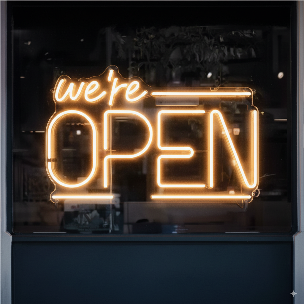 Hanging Art Neon Signs We're Open Neon Light
