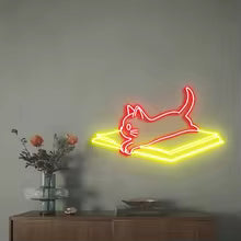 Books and Cat Neon Sign