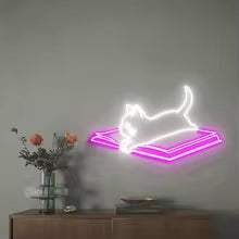 Books and Cat Neon Sign