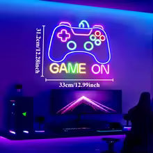 Gamer Neon Sign – LED Game On Wall Decor