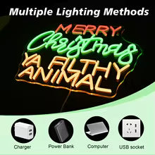 Merry Christmas Neon Sign Gold Yellow