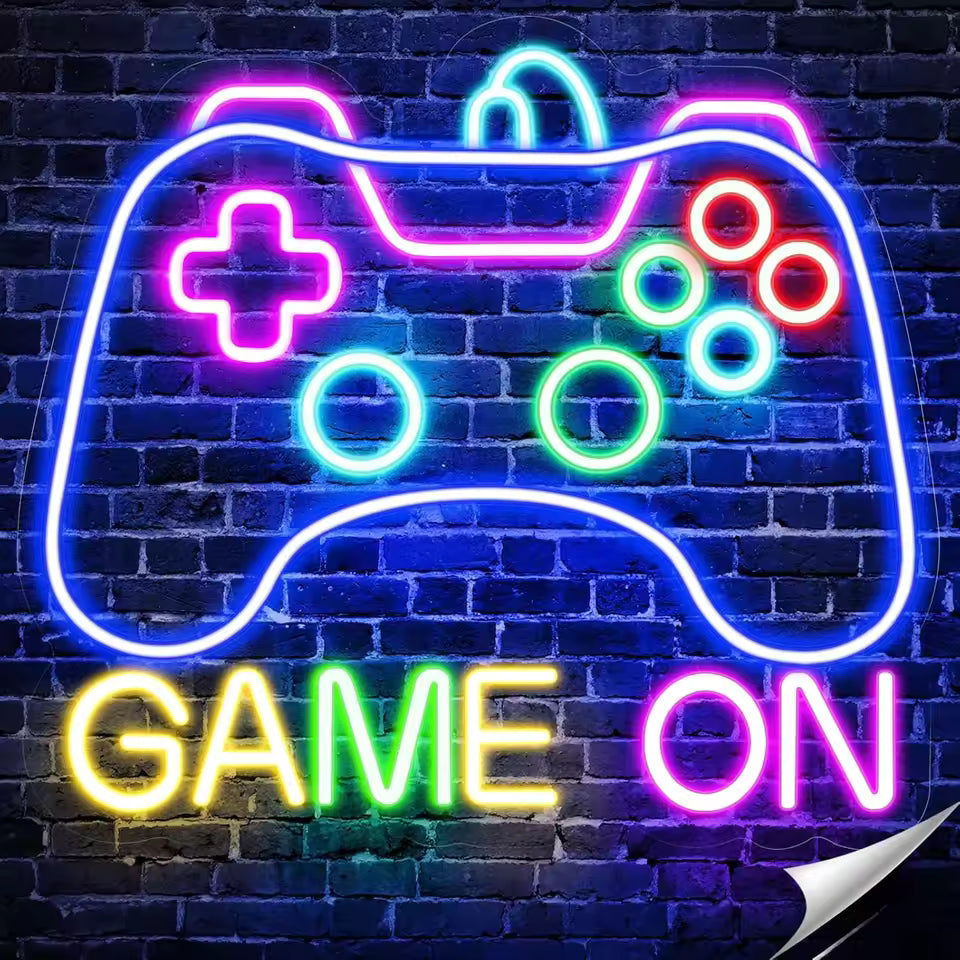 Gamer Neon Sign – LED Game On Wall Decor