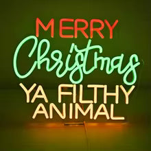 Merry Christmas Neon Sign Gold Yellow