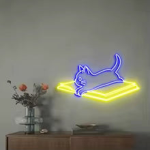 Books and Cat Neon Sign