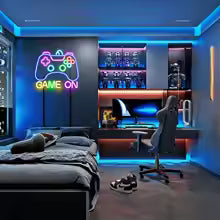 Gamer Neon Sign – LED Game On Wall Decor