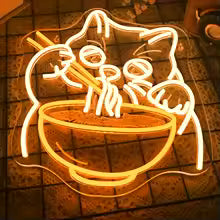 Ramen Cat Neon Sign Cat Noodles Led Food Sign