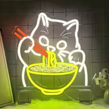 Ramen Cat Neon Sign Cat Noodles Led Food Sign