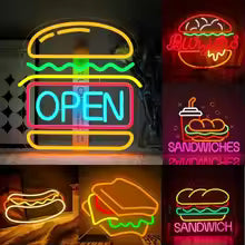 Burger and Sandwich Neon Sign
