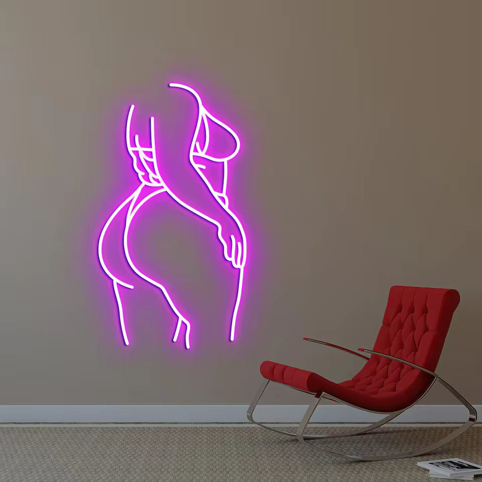Neon Woman Sign – Body Line Art Decor