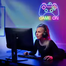 Gamer Neon Sign – LED Game On Wall Decor