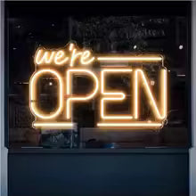 Hanging Art Neon Signs We're Open Neon Light