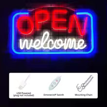 Open Welcome Neon Sign