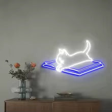 Books and Cat Neon Sign