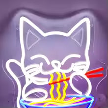 Cat Ramen Neon Light Sign Japanese Noodle Neon Sign
