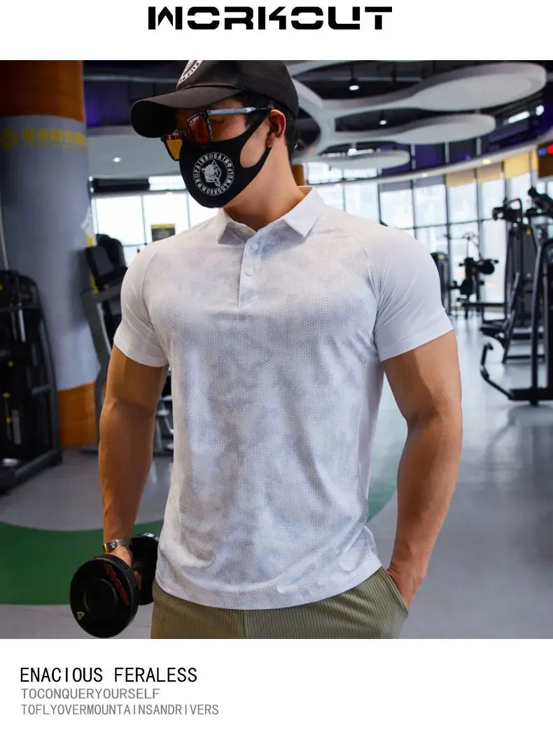 Men Dry Fit Compression Sweatshirt Man Short Sleeve Athletics Clothing Gym Fitness Sports Wear Tops Golf T-shirts  Sportswear