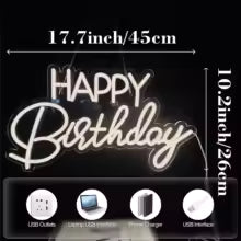 Happy Birthday Neon Sign, LED Neon