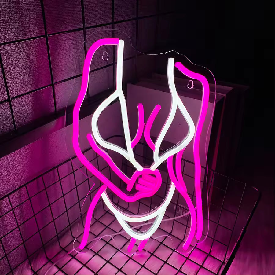 Neon Woman Body Light  Wall Art for Bars