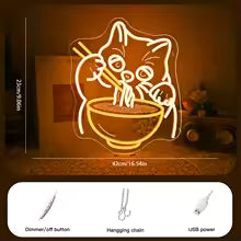 Ramen Cat Neon Sign Cat Noodles Led Food Sign