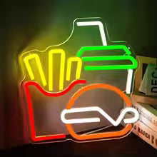 Burger Fries Drink Neon Sign