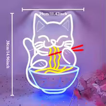 Cat Ramen Neon Light Sign Japanese Noodle Neon Sign