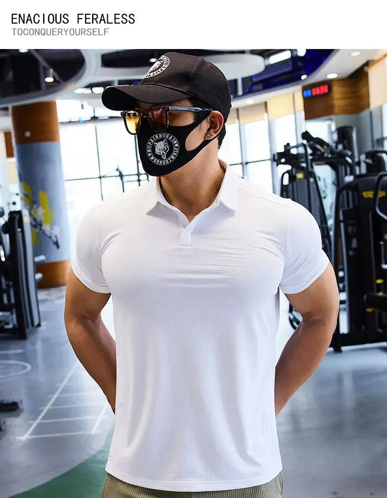 Men Dry Fit Compression Sweatshirt Man Short Sleeve Athletics Clothing Gym Fitness Sports Wear Tops Golf T-shirts  Sportswear