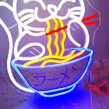 Cat Ramen Neon Light Sign Japanese Noodle Neon Sign