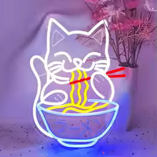 Cat Ramen Neon Light Sign Japanese Noodle Neon Sign