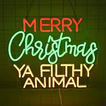 Merry Christmas Neon Sign Gold Yellow