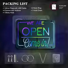 RGB Open Neon Sign Mirrored