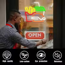 Burger Fries Drink Neon Sign