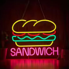 Burger and Sandwich Neon Sign