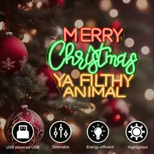 Merry Christmas Neon Sign Gold Yellow