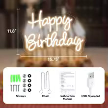 LED Happy Birthday Neon Sign