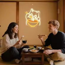 Ramen Cat Neon Sign Cat Noodles Led Food Sign