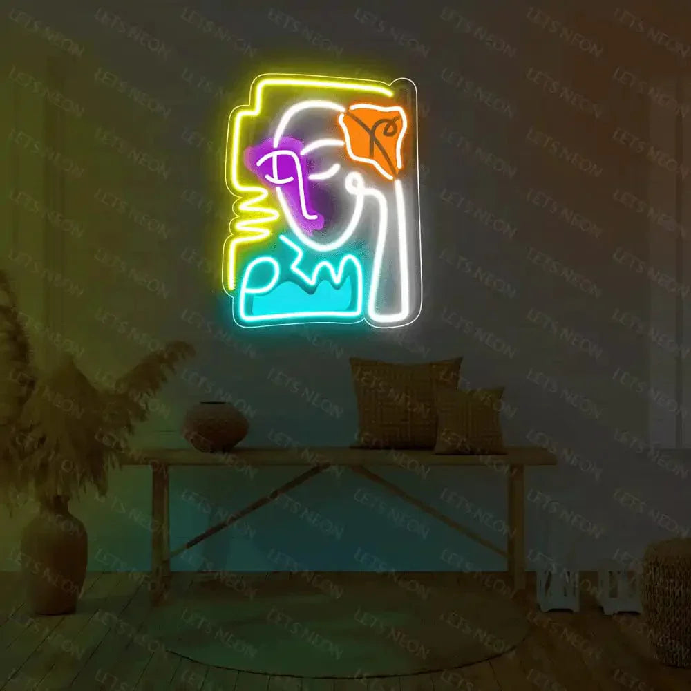 Abstract Face UV Neon Sign