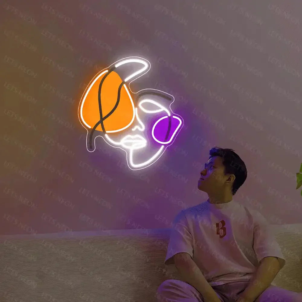 Abstract Line Face UV Neon Sign