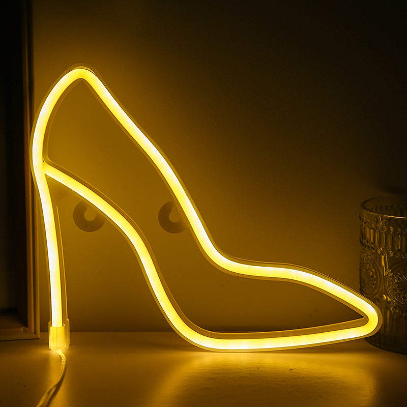 LED High-heeled Shoes Shape Neon Light Ornament